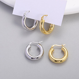 Minimalist Style Round Hoop Earrings for Women in S925 Sterling Silver