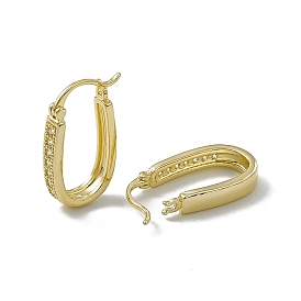 Clear Cubic Zirconia Oval Hoop Earrings, Rack Plating Brass Jewelry for Women, Lead Free & Cadmium Free