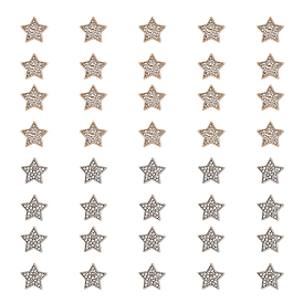 SUPERFINDINGS 40Pcs 2 Colors 1-Hole Alloy Rhinestone Shank Buttons, Star