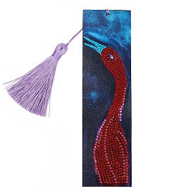 Flamingo Shape Pattern DIY Diamond Painting Bookmark with Tassel Pendants Kits