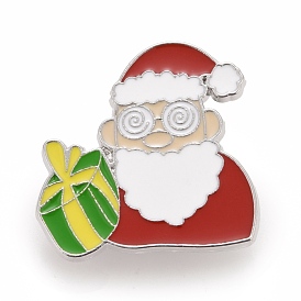 Christmas Santa Claus and Gifts Enamel Pin, Alloy Badge for Backpack Clothes, Platinum