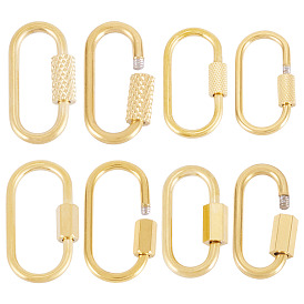 8 шт. 4 стили 304 подвески-замки с винтовым карабином из нержавеющей стали, для изготовления ожерелий, овальные