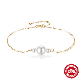 Bracelet de perles en argent sterling chic et élégant pour femme - cadeau parfait pour maman