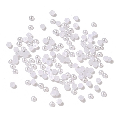 ABS Plastic Imitation Pearl Cabochons, Half Round