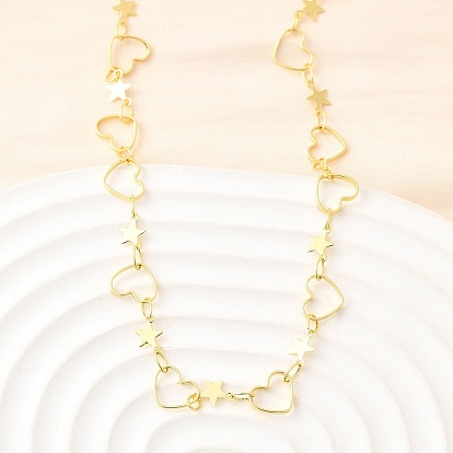 Латунные ожерелья-цепочки в форме сердца и звезды для женщин, без кадмия и без свинца, стойки покрытие, долговечный