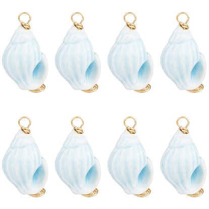 10шт. Фарфоровые подвески ручной работы, обмотанные медной проволокой, раковины прелести