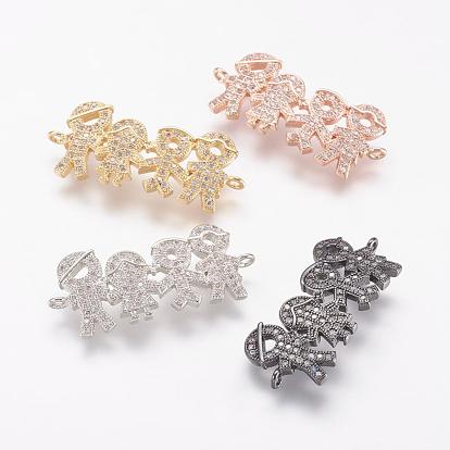 Brass Micro Pave Cubic Zirconia Links, Human
