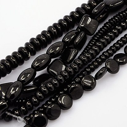 Natur Kohle Quarzperlen Stränge, Mischformen, 2~16x6~11x2~10 mm, Bohrung: 1 mm