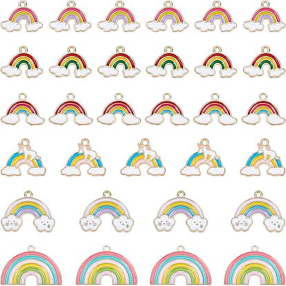 60 шт 6 стиль подвески из сплава эмали, радуга