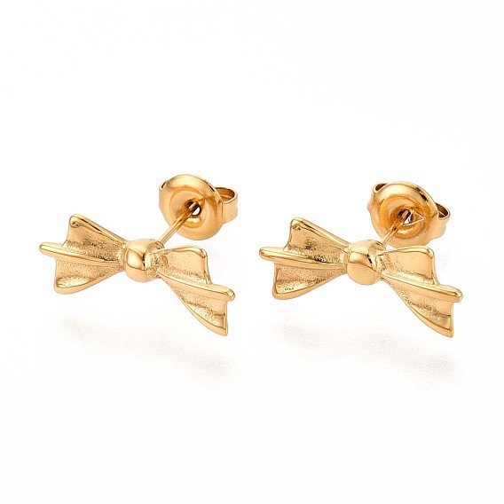 Bowknot 304 из нержавеющей стали серьги стержня, ионное покрытие (ip)