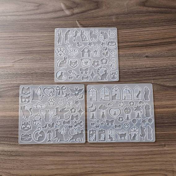 Силиконовые формы для изготовления подвесок своими руками в форме кошки., формы для литья смолы, для уф-смолы, изготовление ювелирных изделий из эпоксидной смолы, прозрачные