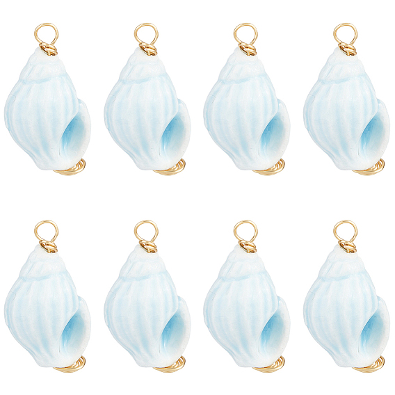 10шт. Фарфоровые подвески ручной работы, обмотанные медной проволокой, раковины прелести