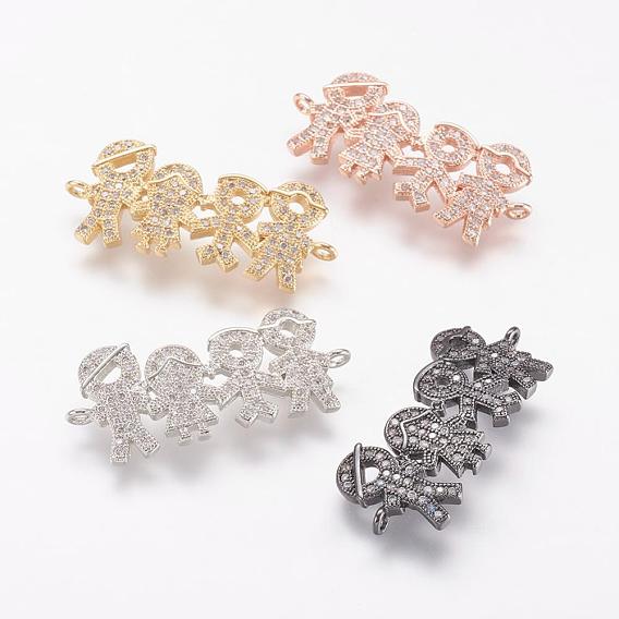Brass Micro Pave Cubic Zirconia Links, Human