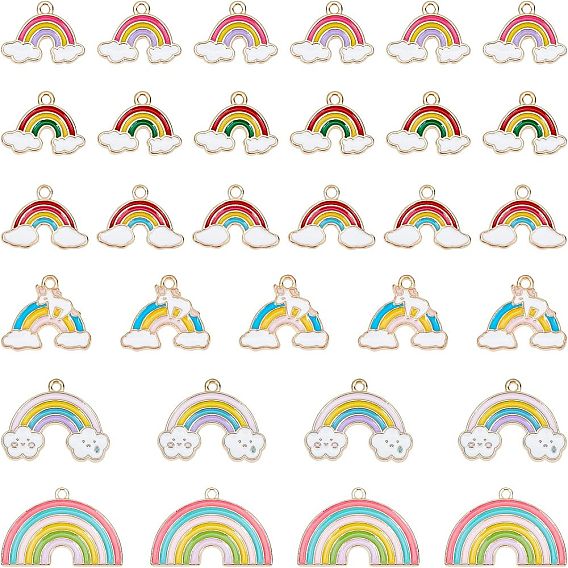 60 шт 6 стиль подвески из сплава эмали, радуга