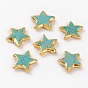 Natural Magnesite Beads, Dyed & Heated, with Golden Brass Edge, Star