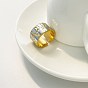 304 Stainless Steel Enamel Cuff Open Rings, Nuggets, Golden