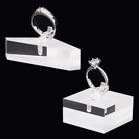 2 ensembles 2 styles présentoirs à bagues en acrylique triangulaires et carrés, support de clip en plastique ou supports de stockage d'anneaux