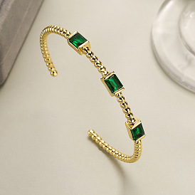 Minimalist Style Zirconia Open Bangle Bracelet for Women, Delicate and Versatile Jewelry