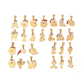 Новогодняя тема 304 подвески из нержавеющей стали, с эмалью, золотые, Санта-Клаус письмо талисман