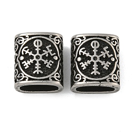 Retro 304 Stainless Steel Slide Charms, Rectangle with Snowflake Pattern