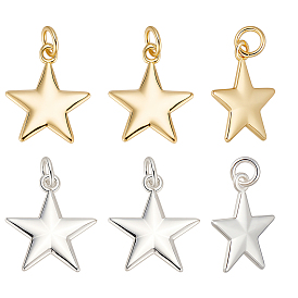 12 шт. 2 цвета латунные подвески, с прыжковых колец, долговечный, звезда