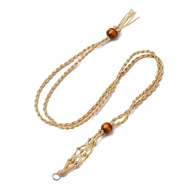 Изготовление ожерелья с подвеской в виде мешочка из нейлона в технике макраме, с деревянными шариками