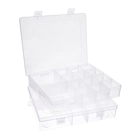 Polypropylene(PP) Bead Storage Container, with Adjustable Dividers and Lids, 14 Compartments, Rectangle