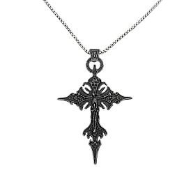 Готический сплав скелет крест подвеска ожерелье для мужчин, антикварная серебряная цепочка, подвески из оружейной стали