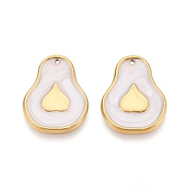 304 подвески из нержавеющей стали, с эмалью, грушевое очарование, реальный 18 k позолоченный, ионное покрытие (ip)