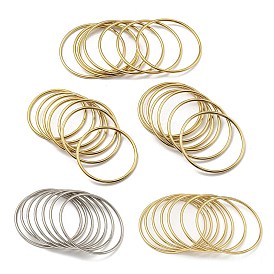 7Pcs Vacuum Plating 202 Stainless Steel Plain Ring Bangle Sets, Stackable Bangles for Women