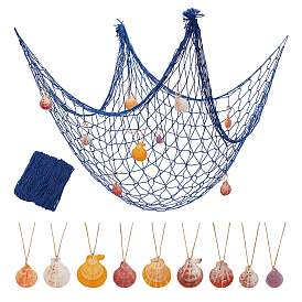 Хлопковая рыболовная сеть, декоративная подвеска с натуральными ракушками и джутовым шнуром, для украшения стен в домашней спальне
