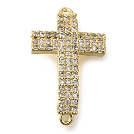 Brass Pave Cubic Zirconia Connctor Charms, Religion Cross Links