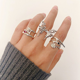 Fashion all-match irregular butterfly rose love ring personality simple opening ring