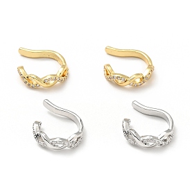 Clear Cubic Zirconia Infinity Cuff Earrings, Brass Jewelry for Non-pierced Ears, Cadmium Free & Lead Free