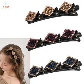 Pinces à cheveux chics pour femmes, élégantes barrettes tressées et peignes latéraux avec perles et perles