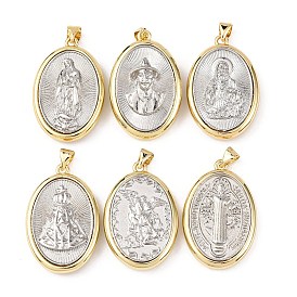 Латунные религиозные подвески, овальные, стойки покрытие, долговечный, без свинца и без кадмия, с целью перехода в кольце