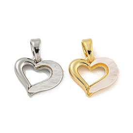 Brass Pave Shell Charms, Heart Charm