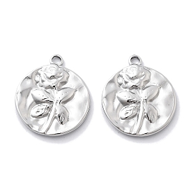 304 подвески из нержавеющей стали, плоская круглая с подвеской в виде цветка