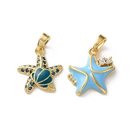 Латунные микро проложить кубического циркония подвески, Эмаль стиле, морская звезда, золотые