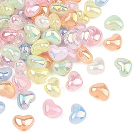 Непрозрачные акриловые бусины с УФ-покрытием, радужный, сердце, два тона