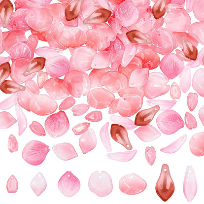 140шт 7 стили прозрачные стеклянные подвески, окрашенные распылением, лепесток