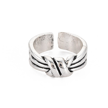 Bowknot Open Cuff Ring, Tibetan Style Alloy Jewelry for Women, Cadmium Free & Lead Free