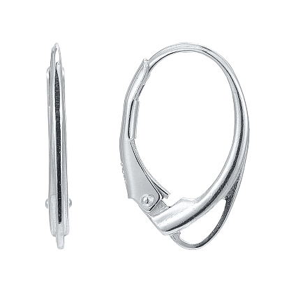 925 серьги-кольца из стерлингового серебра с рычажной спинкой., 17x11x1.5 мм, отверстие : 3.5x1 мм, штифты : 0.8 мм, о 15pairs / 20g