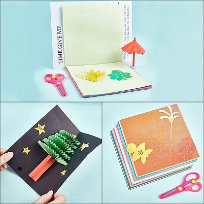 Origami Paper, Shiny Iridescent Paper, with Stainless Steel and ABS Plastic Scissors