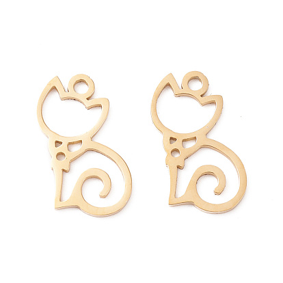 304 подвески из нержавеющей стали, для изготовления ювелирных изделий DIY, полая форма кошки