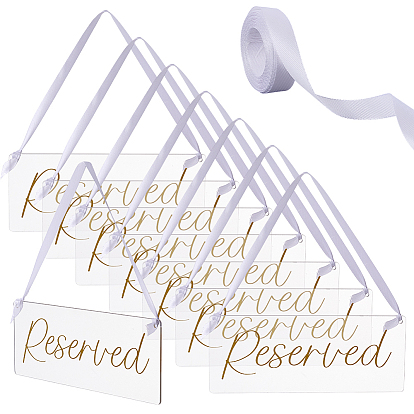 8шт. акриловые подвесные таблички, с 6.25 ярдами белой односторонней атласной ленты