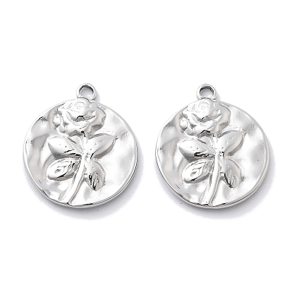 304 подвески из нержавеющей стали, плоская круглая с подвеской в виде цветка