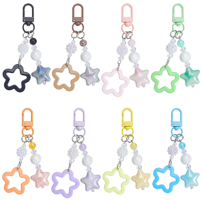 8шт. 8 цвета подвески в виде звезды из цинкового сплава и смолы, с поворотными застежками