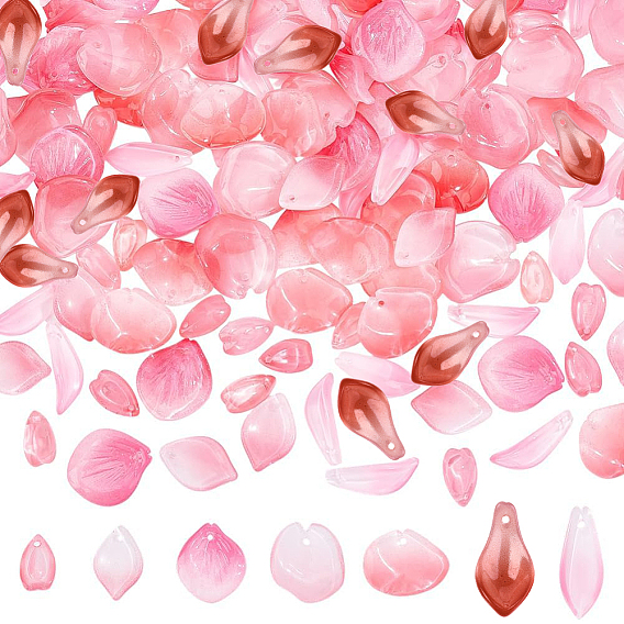 140шт 7 стили прозрачные стеклянные подвески, окрашенные распылением, лепесток