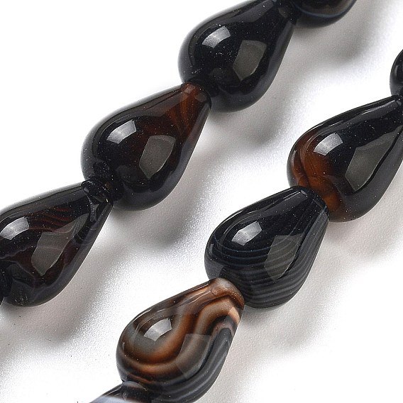 Натуральные полосатые агаты/агатовые бусины, окрашенные и подвергнутые термической обработке., слеза
